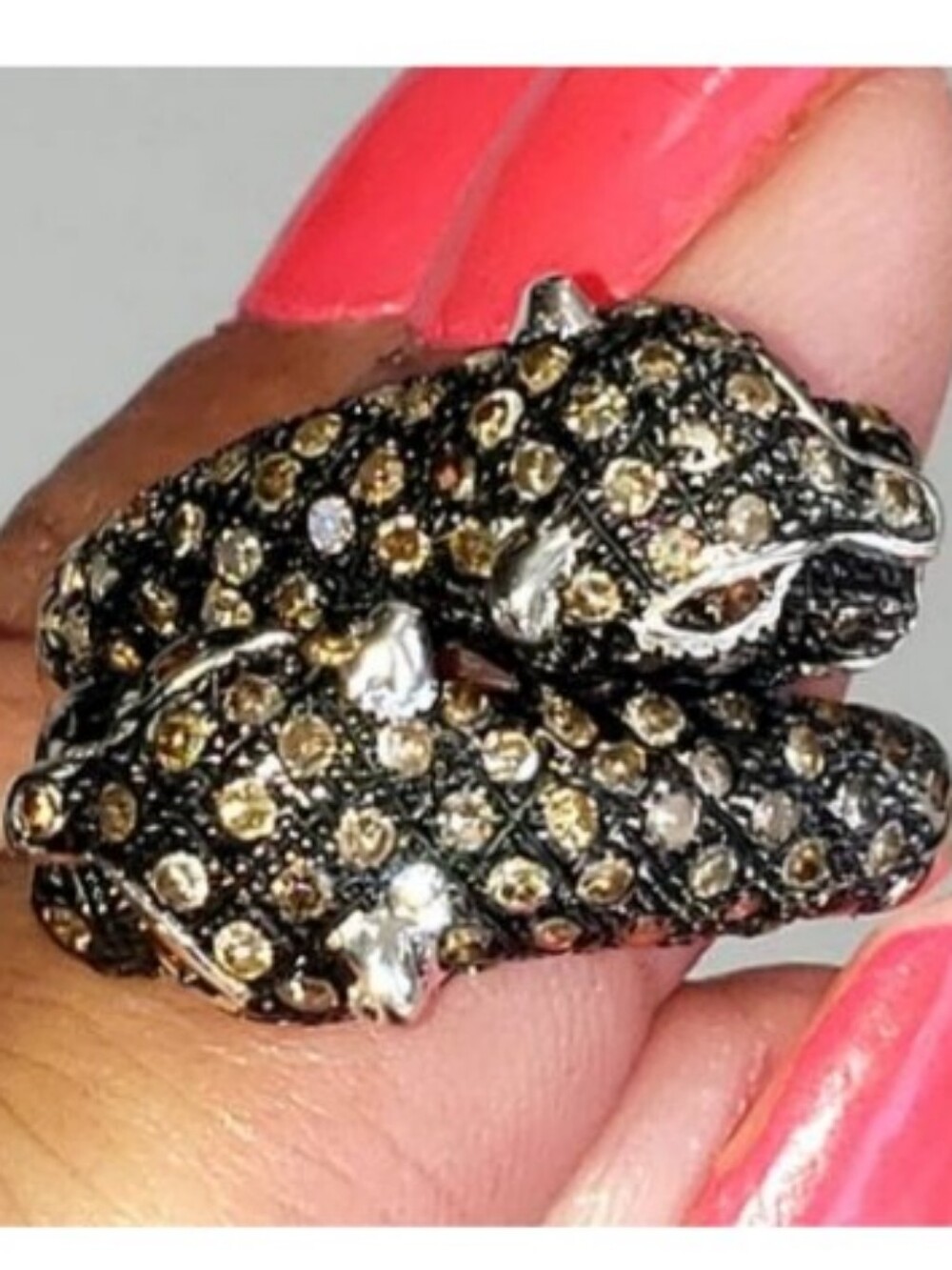 10k Gold Double Panther Chocolate Diamond 1 Carat Ring